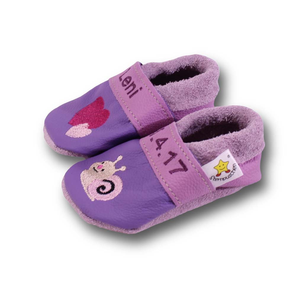 Preview: Krabbelschuhe Schnecke & Herz
